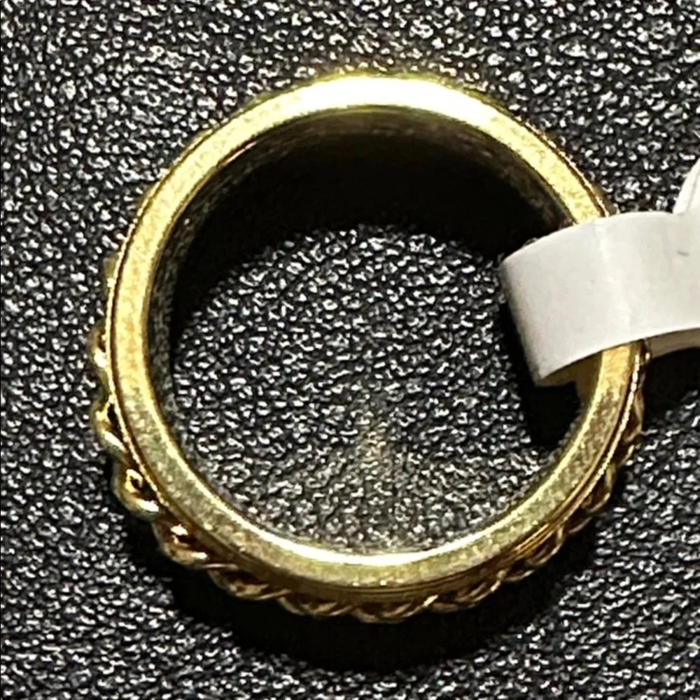 Gold Tone Spinner Curb Chain Inlay Band Ring NEW